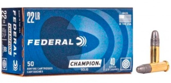 MUNIÇÃO FEDERAL CAL 22 LR STANDART 40 GR RN CX 50 