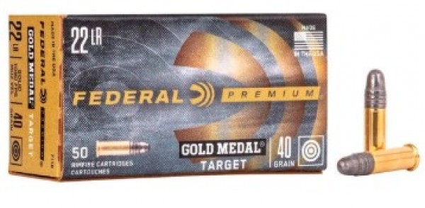 MUNIÇÃO FEDERAL CAL.22 LR GOLD MEDAL 40GR CX 50