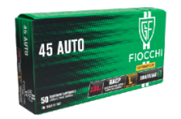 MUNIÇÃO FIOCCHI CAL 45 AUTO LL 230GR RNCP CX 50