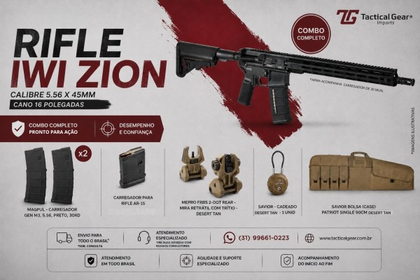 RIFLE IWI ZION 5.56x45MM + ACESSÓRIOS (COMBO EXCLUSIVO)