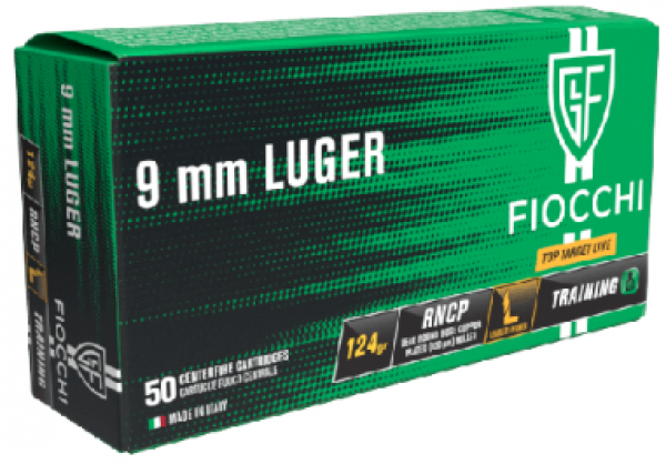 MUNIÇÃO FIOCCHI CAL 9MM LUGER 124GR LL RNCP CX 50