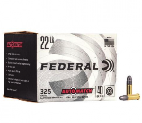 MUNIÇÃO FEDERAL CAL 22 LR CHAMPION  AUTOMATCH RN CX 325