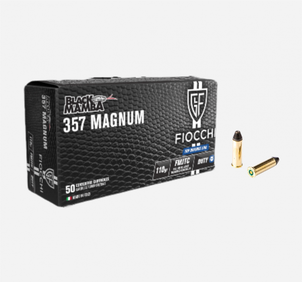 MUNIÇÃO FIOCCHI CAL 357 MAGNUM BLACK MAMBA 110GR FMJTC CX 50 