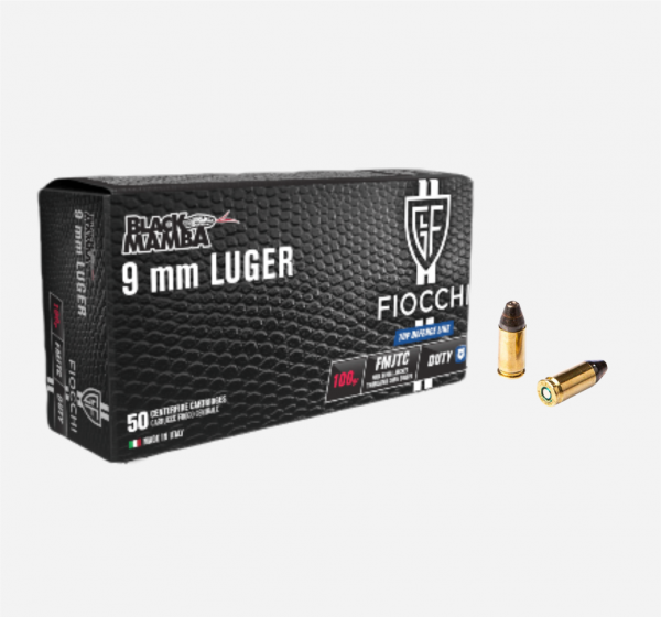 MUNIÇÃO FIOCCHI CAL 9MM BLACK MAMBA 100GR FMJTC CX 50