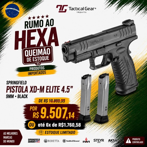 SPRINGFIELD - PISTOLA XD-M ELITE 4.5" HANDGUN, 9MM, BLACK, 2MAG           
