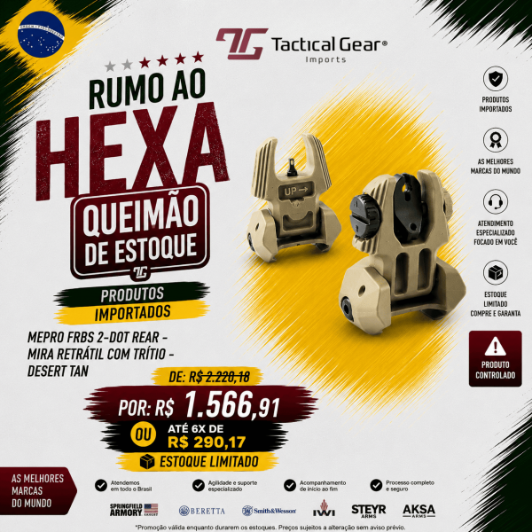 BRW - MEPRO FRBS 2-DOT REAR - MIRA RETRÁTIL COM TRÍTIO - DESERT TAN