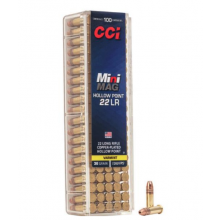 MUNIÇÃO CCI CAL .22 LR MINI-MAG HP COPPER PLATED 36GR CX 100