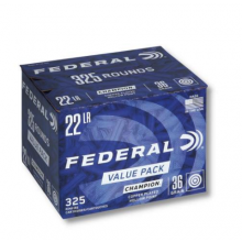 MUNIÇÃO FEDERAL CAL 22 LR 36GR CHAMPION PLATED HP CX 325