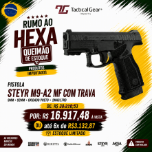 TG - PISTOLA STEYR M9-A2 MF COM TRAVA, 9MM, 92MM, OXIDADO PRETO, 2MAG17RD 